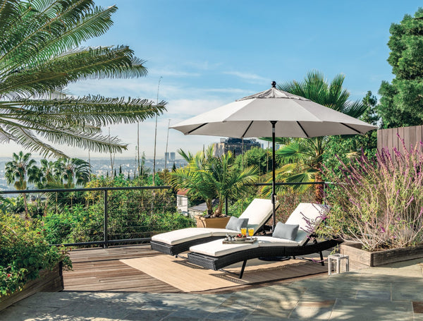 Simply Shade - Treasure Garden Catalina 11' Octagon Push Button Tilt in Solefin Fabric Taupe / Black  11' Octagon