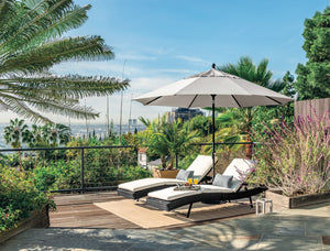 Simply Shade - Treasure Garden Catalina 11' Octagon Push Button Tilt in Sunbrella Fabric Milano Cobalt Stripe / Black  11' Octagon