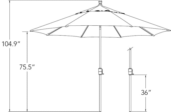 Simply Shade - Treasure Garden Catalina 11' Octagon Push Button Tilt in Solefin Fabric Taupe / Black  11' Octagon