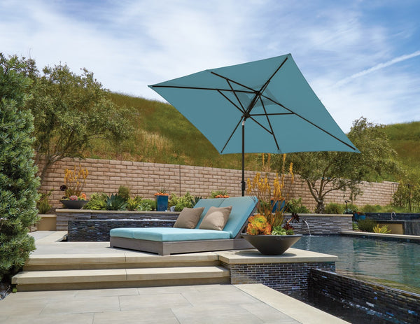 Simply Shade - Treasure Garden Catalina 6.6' x 10' Rectangle Push Button Tilt in Sunbrella Fabric Cast Silver / Black  6.6' x 10' Rectangle