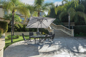 Simply Shade - Treasure Garden Catalina 6.6' x 10' Rectangle Push Button Tilt in Solefin Fabric Taupe / Black  6.6' x 10' Rectangle