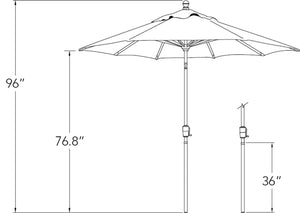 Simply Shade - Treasure Garden Catalina 7.5' Octagon Push Button Tilt in Sunbrella Fabric Ginkgo / Bronze  7.5' Octagon