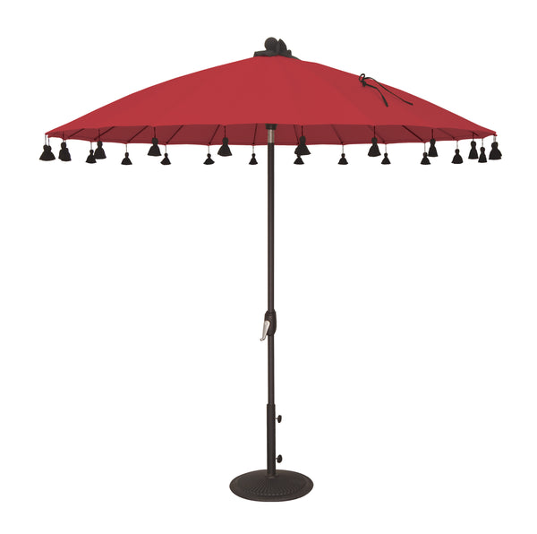 Simply Shade - Treasure Garden Isabela 8.5' Round Auto Tilt in Sunbrella Fabric Jockey Red / Black 8.5' Round