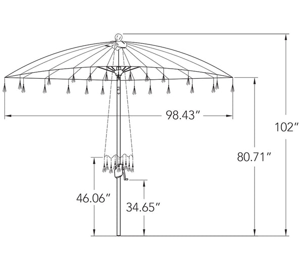 Simply Shade - Treasure Garden Isabela 8.5' Round Auto Tilt in Sunbrella Fabric Ginkgo / Black 8.5' Round