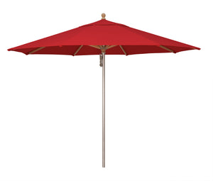 Simply Shade - Treasure Garden Ibiza 11' Wood / Aluminum in Sunbrella Fabric Jockey Red / Silver Anodized 11' Octagon