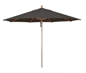 Simply Shade - Treasure Garden Ibiza 11' Wood / Aluminum in Solefin Fabric Black / Silver Anodized / Hardwood 11' Octagon