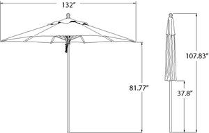 Simply Shade - Treasure Garden Ibiza 11' Wood / Aluminum in Sunbrella Fabric Cast Ocean / Silver Anodized / Hardwood 11' Octagon