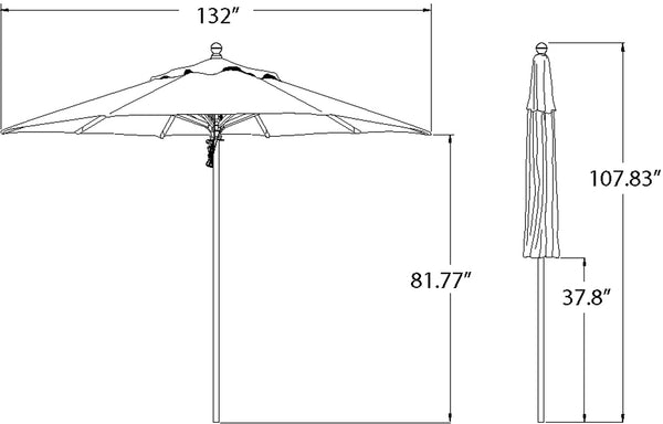 Simply Shade - Treasure Garden Ibiza 11' Wood / Aluminum in Solefin Fabric Taupe / Silver Anodized / Hardwood 11' Octagon