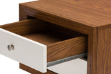 Baxton Studio Warwick Two-tone Walnut and White Modern Accent Table and Nightstand