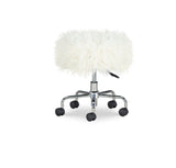 Tillie White Faux Fur Stool