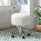 Tillie White Faux Fur Stool