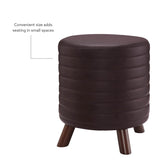 Rivard Round Faux Leather Stool, Brown