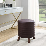 Rivard Round Faux Leather Stool, Brown