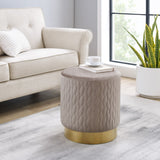 Camber Round Upholstered Stool Ottoman Beige