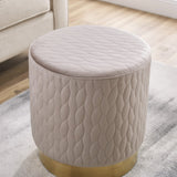 Camber Round Upholstered Stool Ottoman Beige