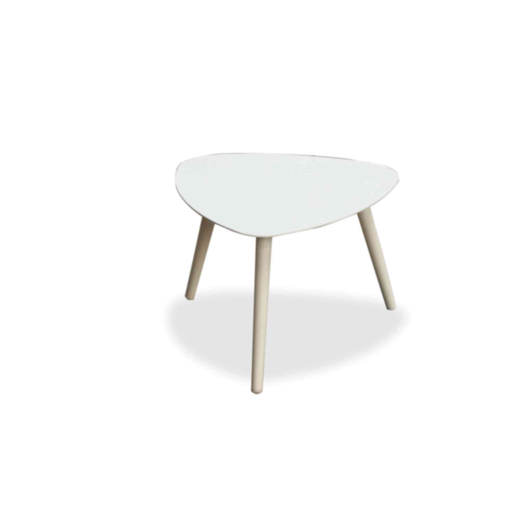 Rowan Indoor/Outdoor Small Side Table Kidney Style, Alum Top And Legs, Powder Coating Finish
