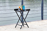 Kai Indoor/Outdoor Tray Side Table With Alum Plate And Stand, Powder-Coating Finish