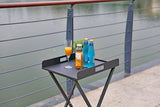 Kai Indoor/Outdoor Tray Side Table With Alum Plate And Stand, Powder-Coating Finish