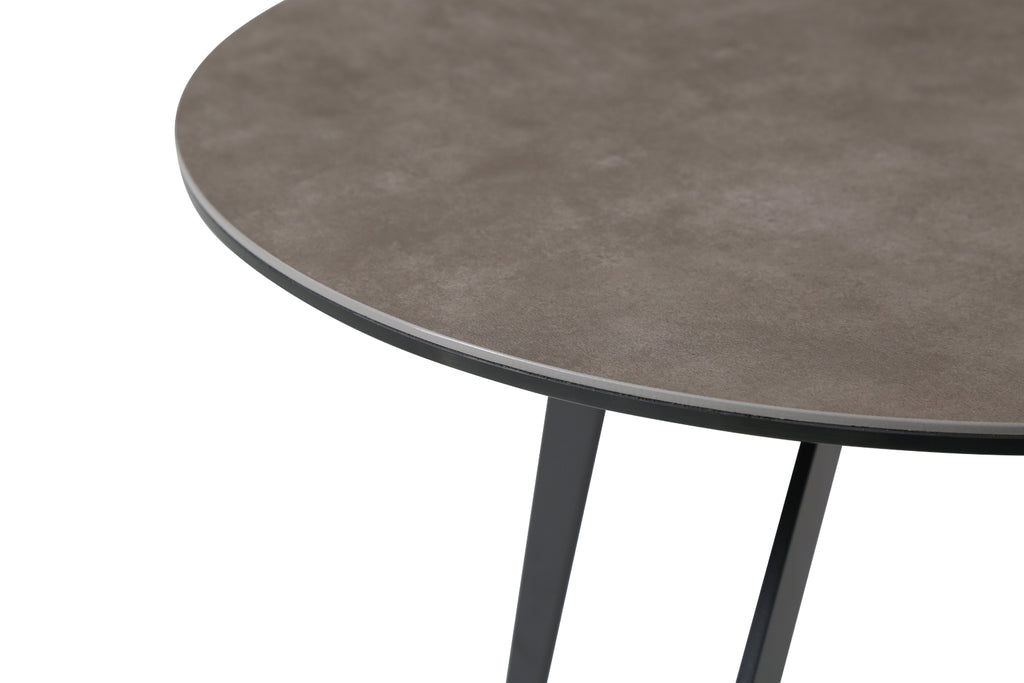 Santiago Side Table, 6Mm Glass + 3Mm Ceramic Top (500, 400 & 300), Matte Black Powder Coated Iro...