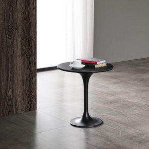 Amarosa Side Table, 8Mm Clear Glass+ 5.5Mm Ceramic Top, Black Powder Coated Metal Base