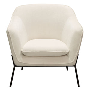 Status Accent Chair in Cream Fabric with Black Powder Coated Metal Leg by Diamond Sofa