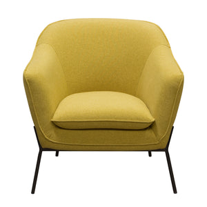 Status Accent Chair in Yellow Fabric with Metal Leg by Diamond Sofa