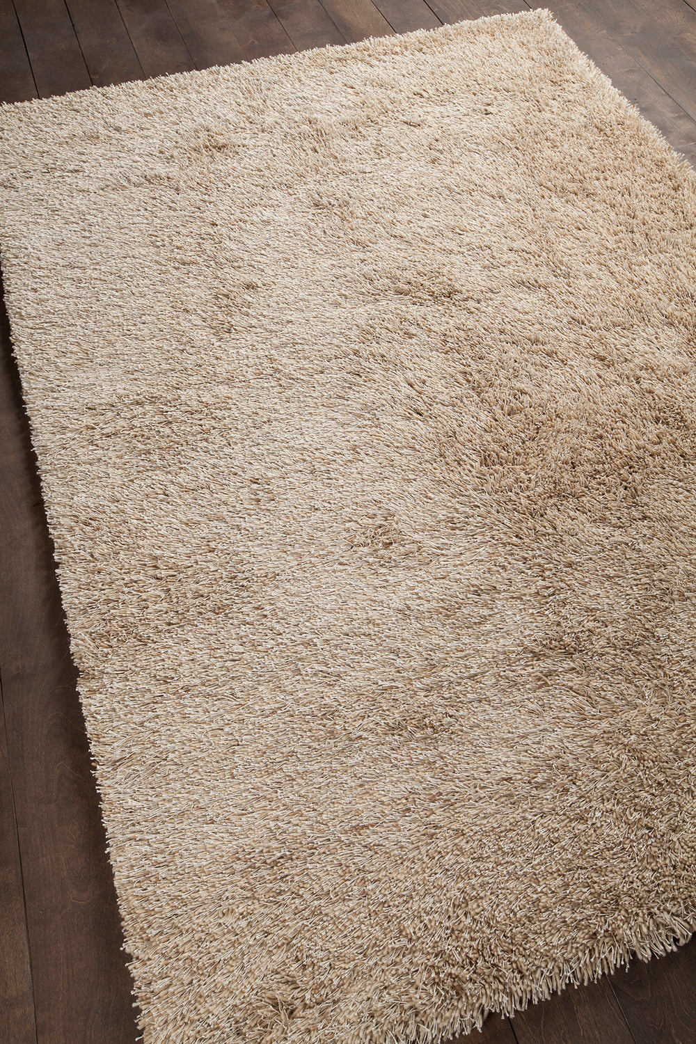 Chandra Rugs Sterling 100% Polyester Hand-Woven Contemporary Shag Rug Cream 9' x 13'