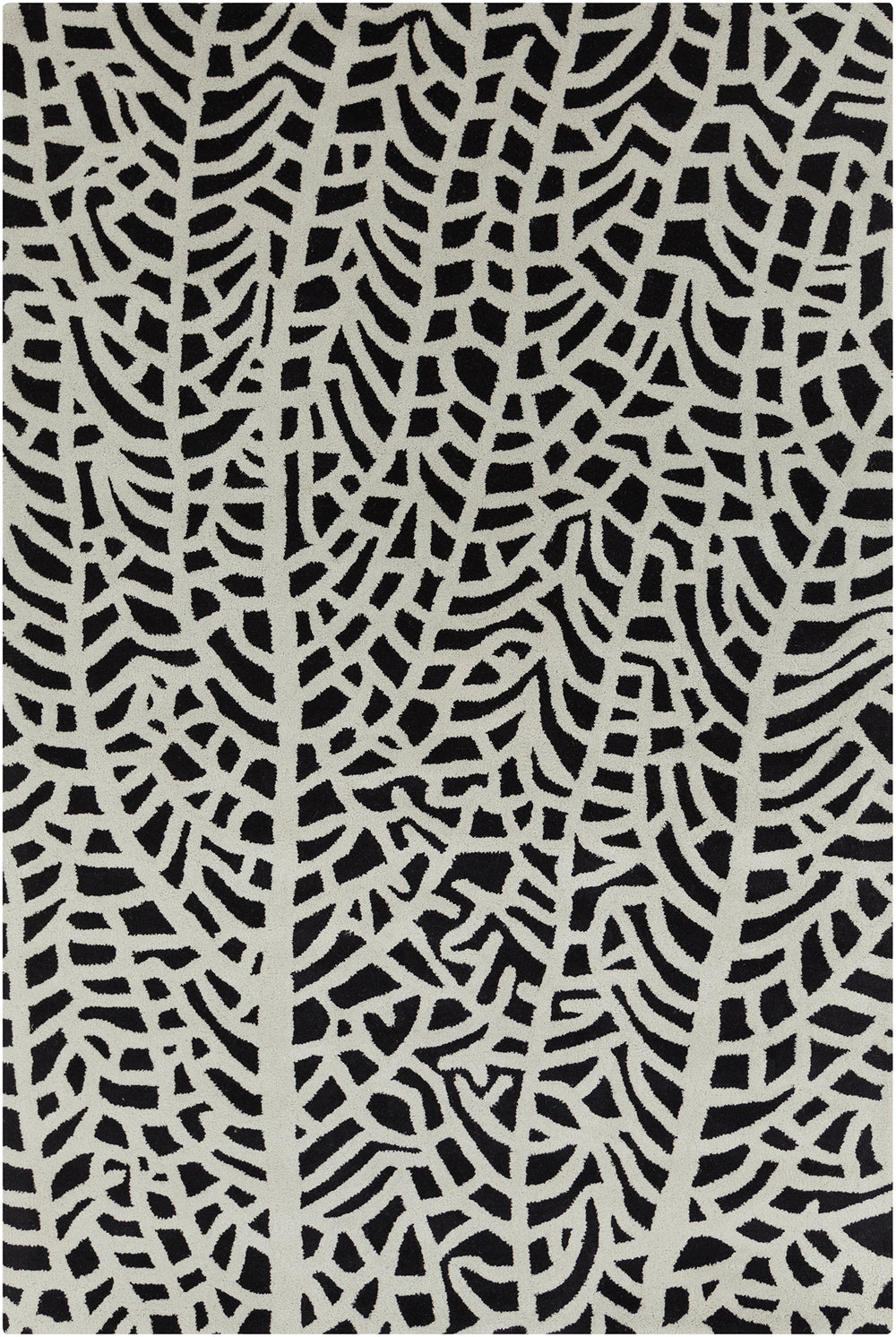 Chandra Rugs Stella 100% Wool Hand-Tufted Contemporary Wool Rug Black/Ivory 8' x 10'