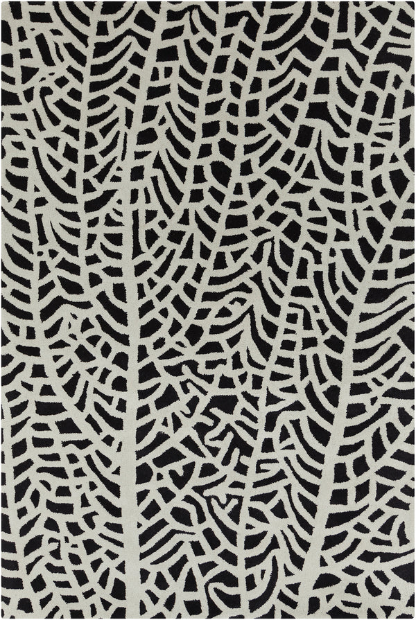 Chandra Rugs Stella 100% Wool Hand-Tufted Contemporary Wool Rug Black/Ivory 8' x 10'