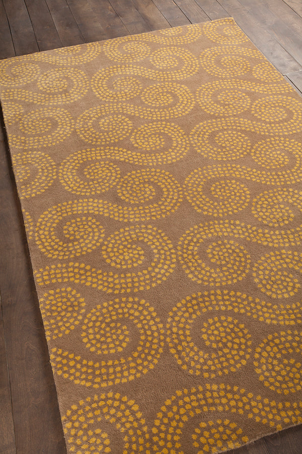 Chandra Rugs Stella 100% Wool Hand-Tufted Contemporary Wool Rug Brown/Gold 8' x 10'
