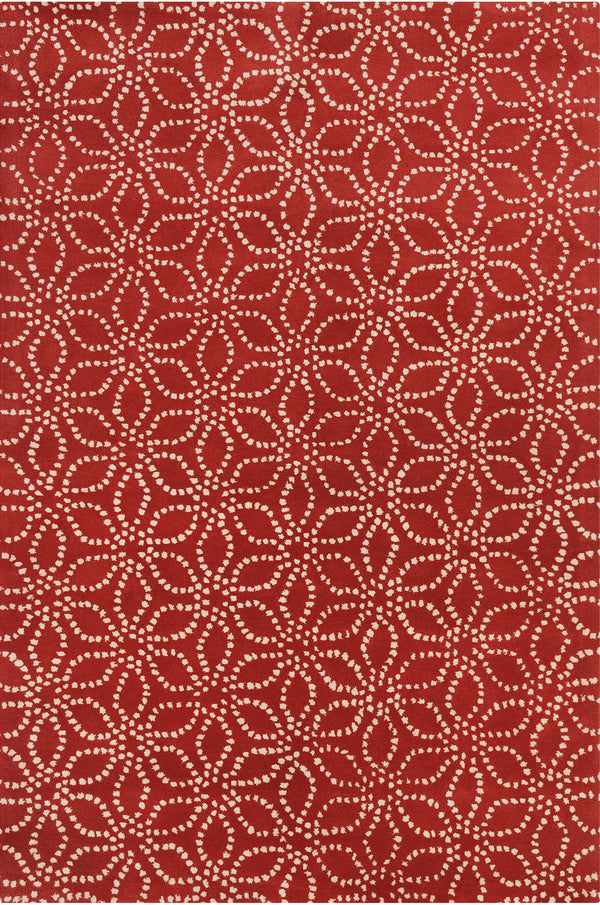 Chandra Rugs Stella 100% Wool Hand-Tufted Contemporary Wool Rug Red/White 8' x 10'