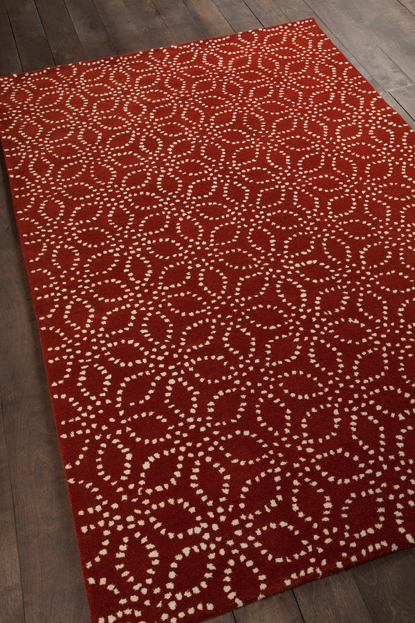 Chandra Rugs Stella 100% Wool Hand-Tufted Contemporary Wool Rug Red/White 8' x 10'