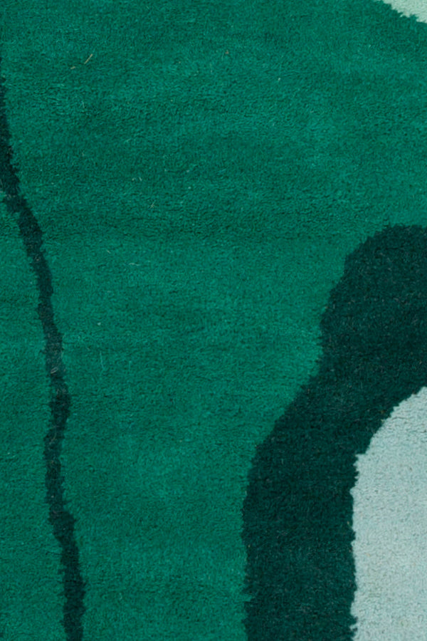 Chandra Rugs Stella 100% Wool Hand-Tufted Contemporary Wool Rug Aqua/Green/Orange 8' x 10'