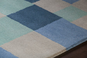 Chandra Rugs Stella 100% Wool Hand-Tufted Contemporary Wool Rug Blue/Grey 8' x 10'