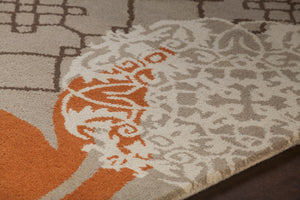 Chandra Rugs Stella 100% Wool Hand-Tufted Contemporary Wool Rug Tan/Cream/Brown/Orange/Blue 8' x 10'