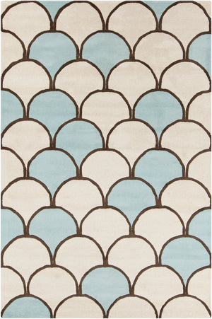 Chandra Rugs Stella 100% Wool Hand-Tufted Contemporary Wool Rug Cream/Blue/Brown 8' x 10'