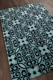 Chandra Rugs Stella 100% Wool Hand-Tufted Contemporary Wool Rug Blue/Black 8' x 10'