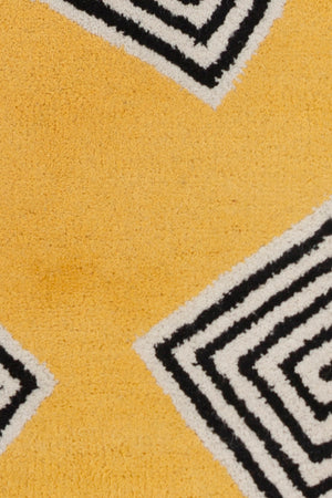 Chandra Rugs Stella 100% Wool Hand-Tufted Contemporary Wool Rug Yellow/Cream/Black 8' x 10'