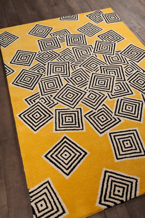 Chandra Rugs Stella 100% Wool Hand-Tufted Contemporary Wool Rug Yellow/Cream/Black 8' x 10'