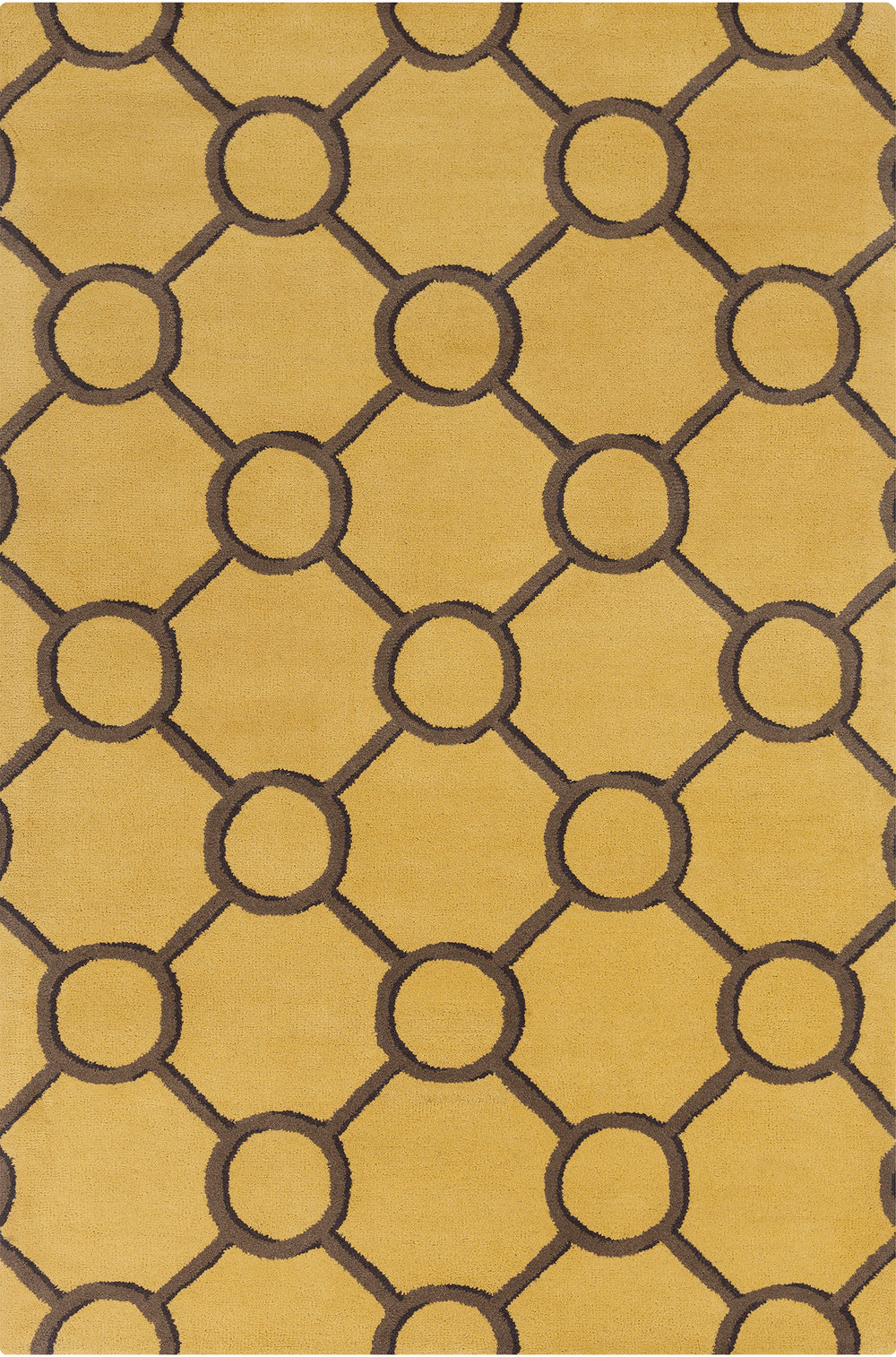Chandra Rugs Stella 100% Wool Hand-Tufted Contemporary Wool Rug Yellow/Brown 8' x 10'