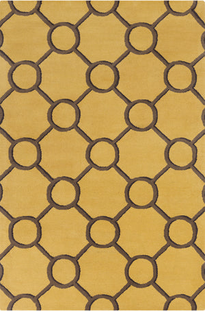 Chandra Rugs Stella 100% Wool Hand-Tufted Contemporary Wool Rug Yellow/Brown 8' x 10'