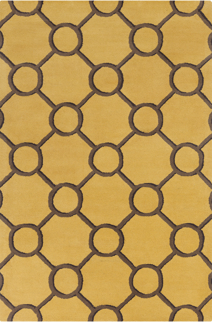 Chandra Rugs Stella 100% Wool Hand-Tufted Contemporary Wool Rug Yellow/Brown 8' x 10'