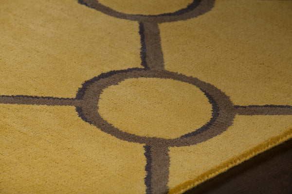 Chandra Rugs Stella 100% Wool Hand-Tufted Contemporary Wool Rug Yellow/Brown 8' x 10'