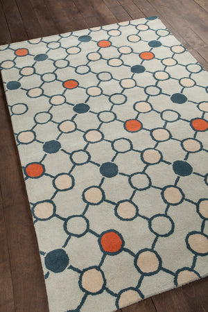 Chandra Rugs Stella 100% Wool Hand-Tufted Contemporary Wool Rug Grey/White/Orange 8' x 10'