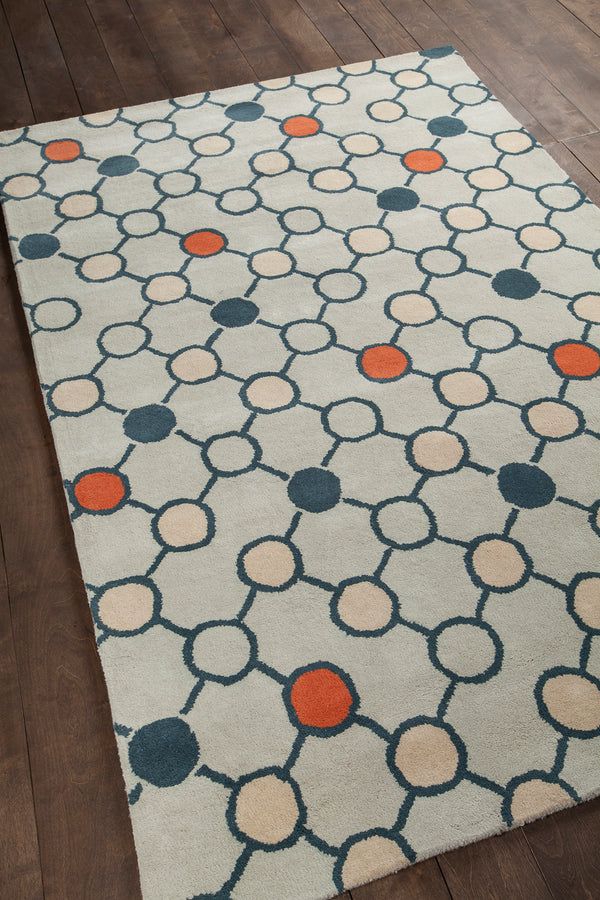 Chandra Rugs Stella 100% Wool Hand-Tufted Contemporary Wool Rug Grey/White/Orange 8' x 10'