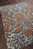 Chandra Rugs Stella 100% Wool Hand-Tufted Contemporary Wool Rug Grey/White/Orange 8' x 10'