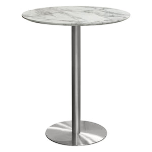 Stella 36" Round Bar Height Table w/ Faux Marble Top and Brushed Silver Metal Base by Diamond Sofa