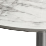 Stella 36" Round Bar Height Table w/ Faux Marble Top and Brushed Silver Metal Base by Diamond Sofa