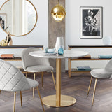 Stella 36" Round Dining Table w/ Faux Marble Top and Brushed Gold Metal Base by Diamond Sofa