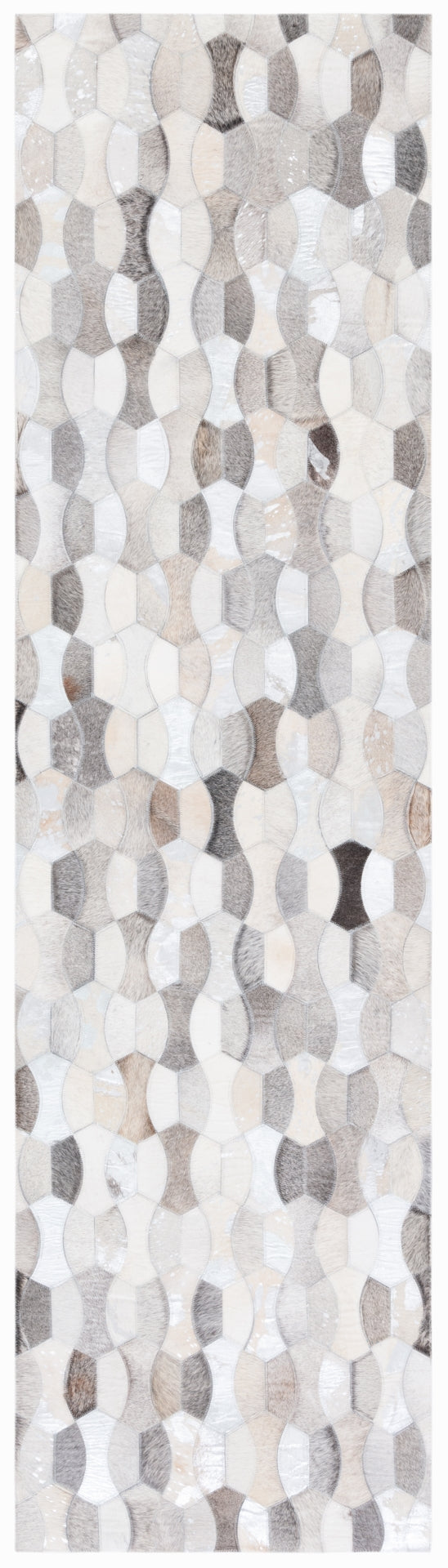 Studio Leather 226 Flat Weave 100% Hair On Leather Pile 0 Rug Ivory / Grey 100% Hair on Leather Pile STL226F-29